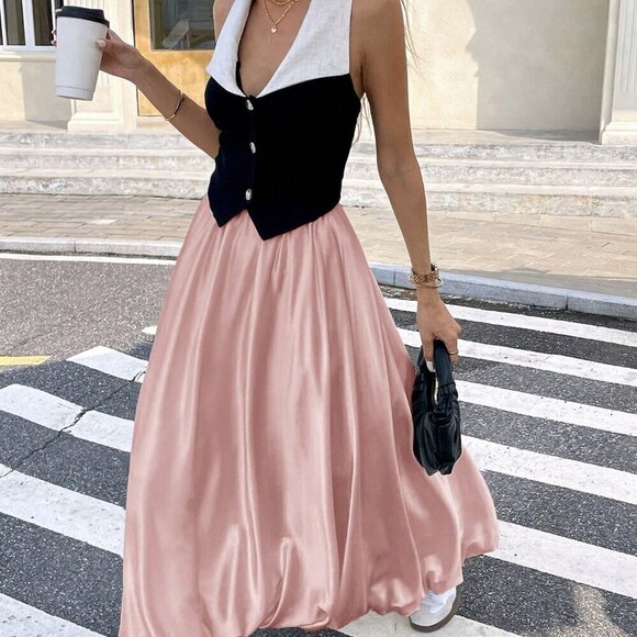 Pink Casual Women's Plain Color Pencil Skirt - Picture 2 of 11